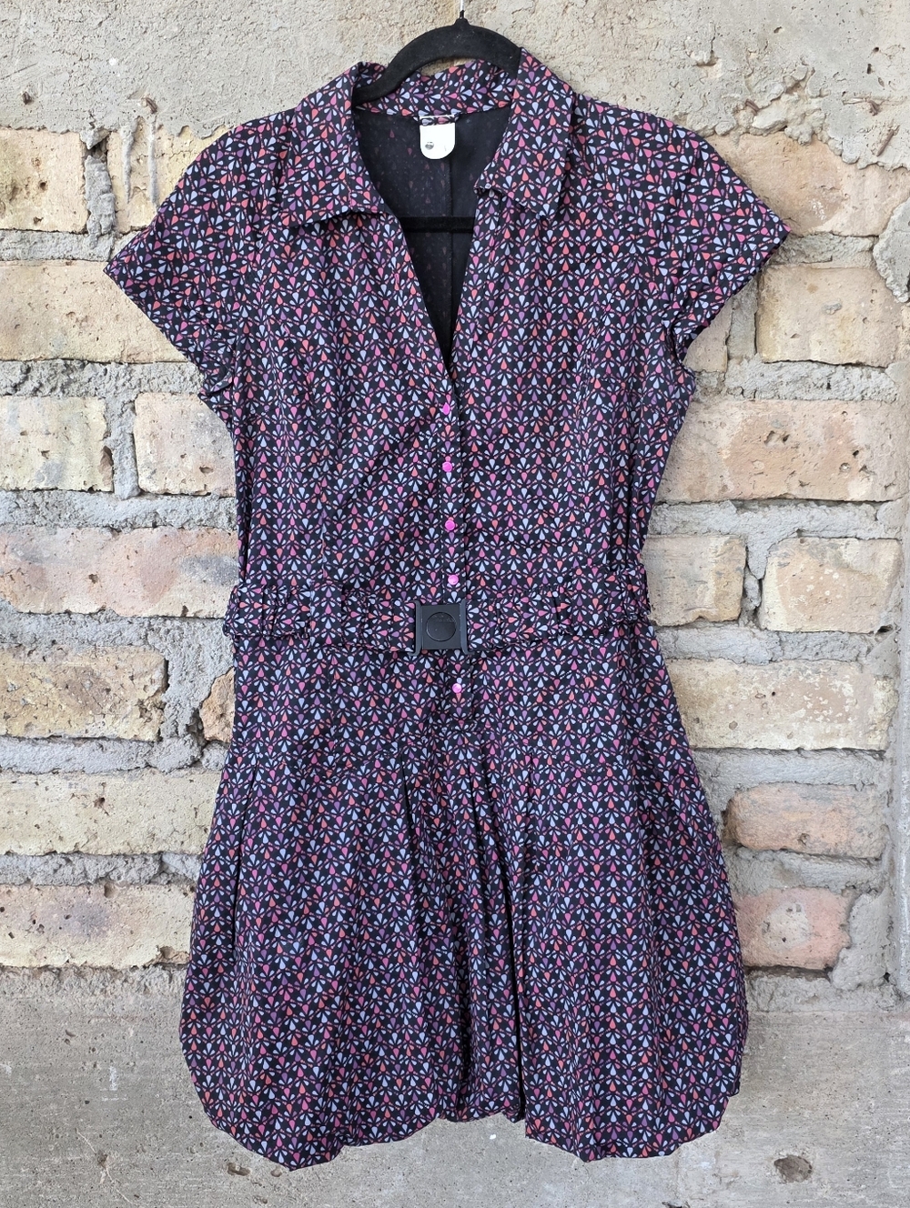 Skunkfunk (SKFK) Eider Belted Geometric Bubble Hem Dress - Size 3 (M)